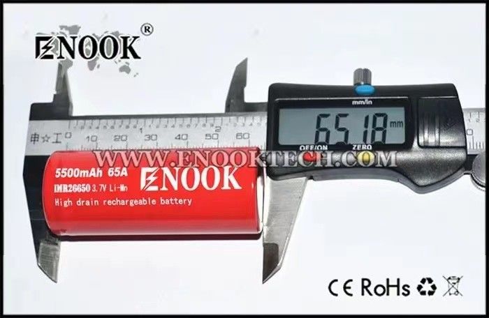 Πιο πωλούμενο Enook 26650 κυψέλι Li-ion 5500mAh 65A υψηλής κατανάλωσης 3.7V επαναφορτιζόμενη μπαταρία επίπεδη μπαταρία