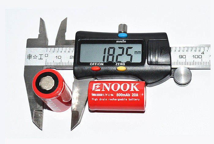 Ανανεώσιμη μπαταρία ιόντων λιθίου 800mAh 20amp 18350 μπαταρία λιθίου Mn για φακό