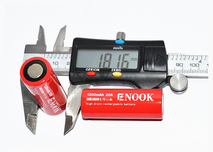 Ενόκ 1200mAh 20A Λιθιοϊονική μπαταρία 3.7V 18500 επαναφορτιζόμενη μπαταρία Li Ion