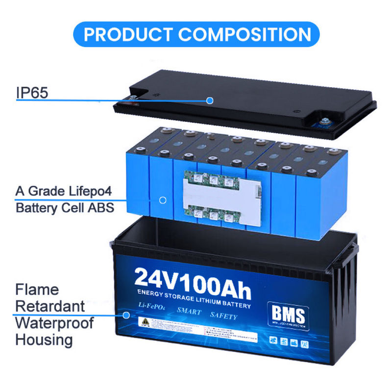 12V 100Ah Βαθιά κυκλική μπαταρία ιόντων 200Ah 24V μπαταρία ιόντων λιθίου για κάμπινγκ αυτοκίνητο RV σκάφος