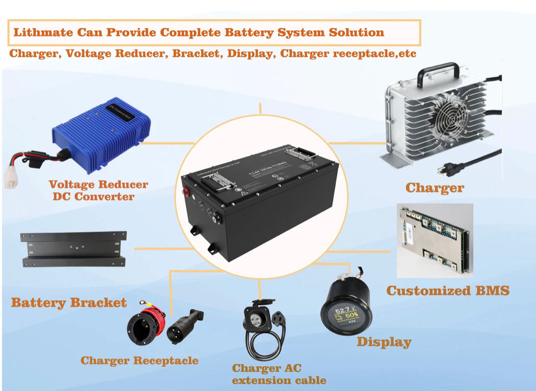 OEM ODM επαναφορτιζόμενη 36v 48v 72v 100ah 200ah 300ah μπαταρία ιόντων λιθίου Lifepo4 μπαταρίες καρότσι γκολφ