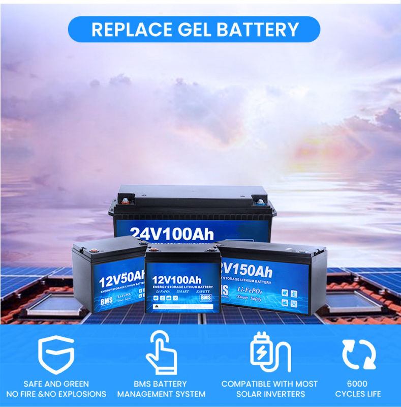 Βαθιά διάρκεια κύκλου 4000 φορές 12V 200ah LiFePO4 μπαταρία για οικιακό ηλιακό σύστημα αποθήκευσης και RV